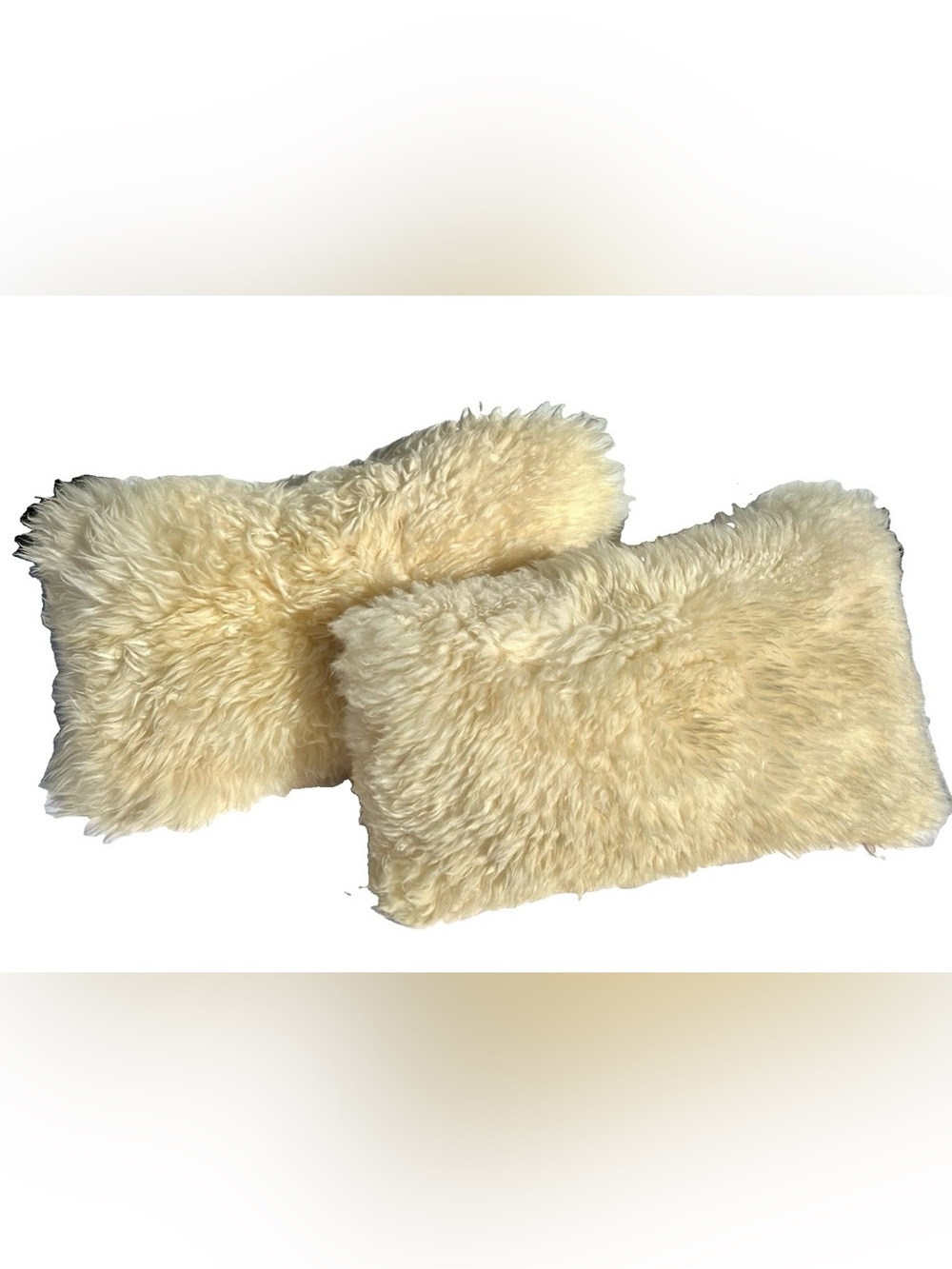 Natural Australian New Zealand SheepSkin Lumbar Pillows Pair Real Genuine Throw
